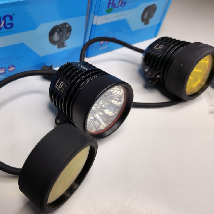 Lampu tembak  motor mobil led sorot merek HJG L4X (4LED) L6X(6LED) L9X(9LED) CREE + Lensa Fog
