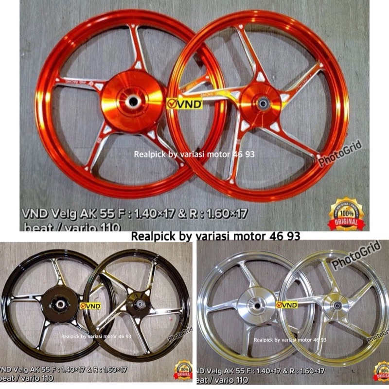 VND Velg AK 55 ring 17 Beat/ Scoopy/ Vario 110/ Spacy pelek velg vnd ak55 ring 17