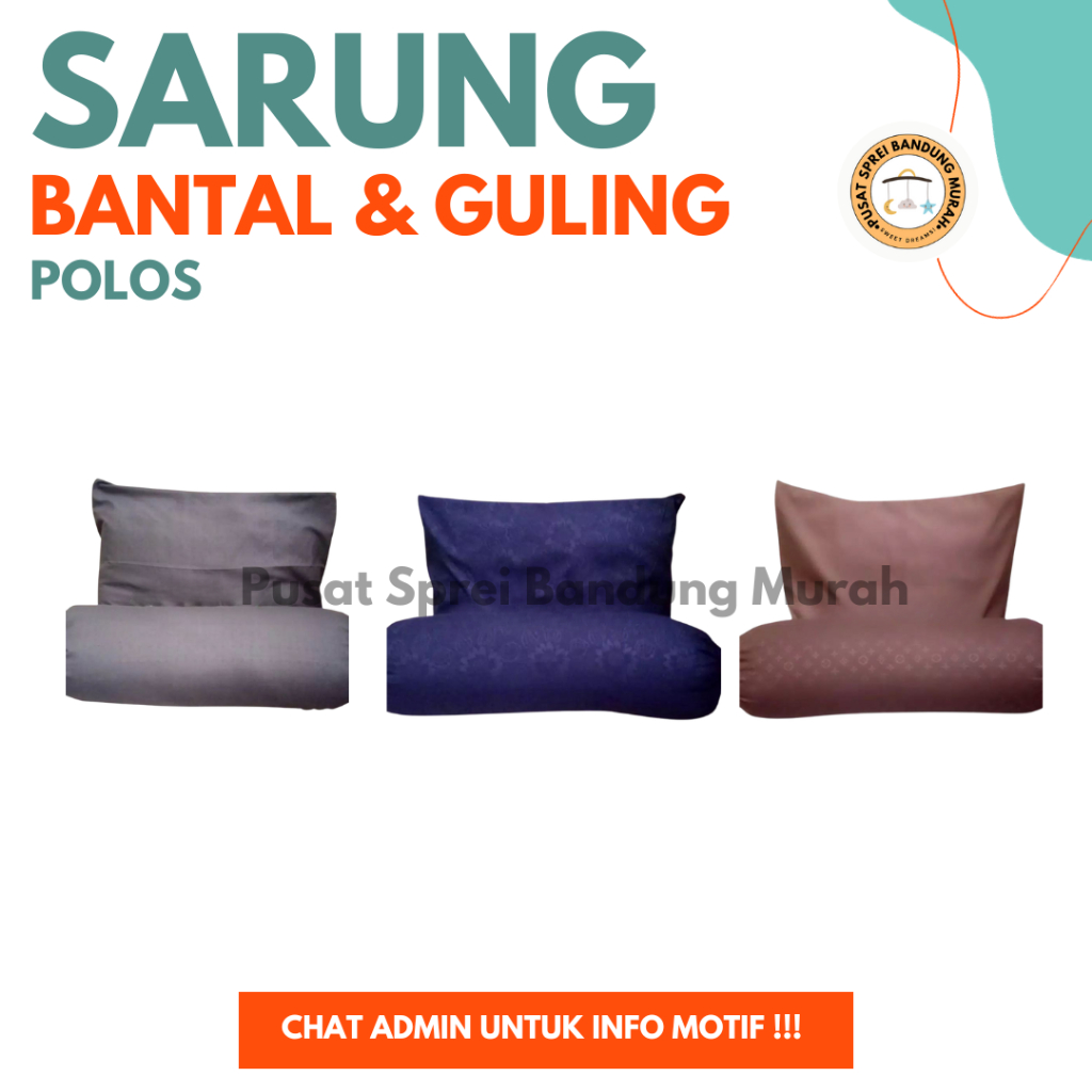 Sarung Bantal Guling Set Polos Pink Hitam Putih Abu Ungu Aesthetic Murah 45x60/32x90