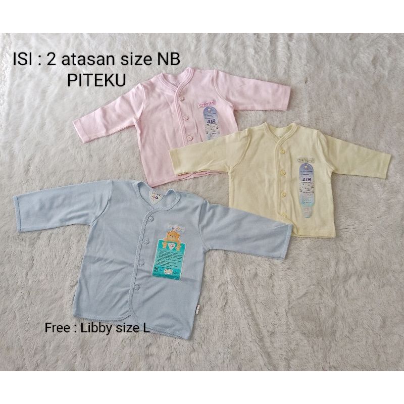 (ISI : 2 ) atasan/baju bayi baru lahir (NB) murah/baju polos bayi lengan panjang PITEKU (FREE : atas