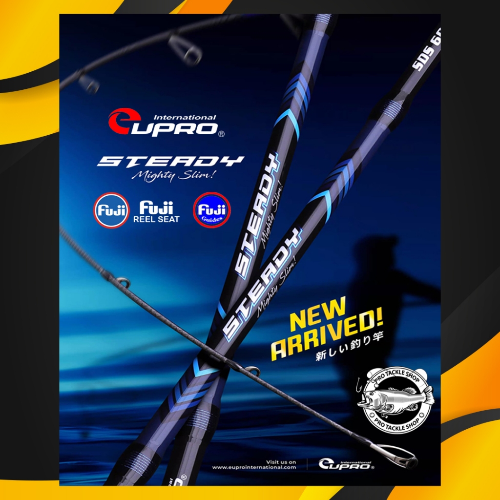 EUPRO Joran Spinning STEADY 180CM One Piece Sambung 1 Carbon Full Fuji Untuk Jigging