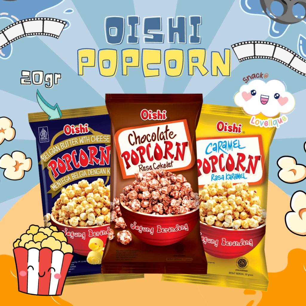 

Oishi Popcorn 20g All - Variant ( Chocolate / Caramel / Belgian Butter )