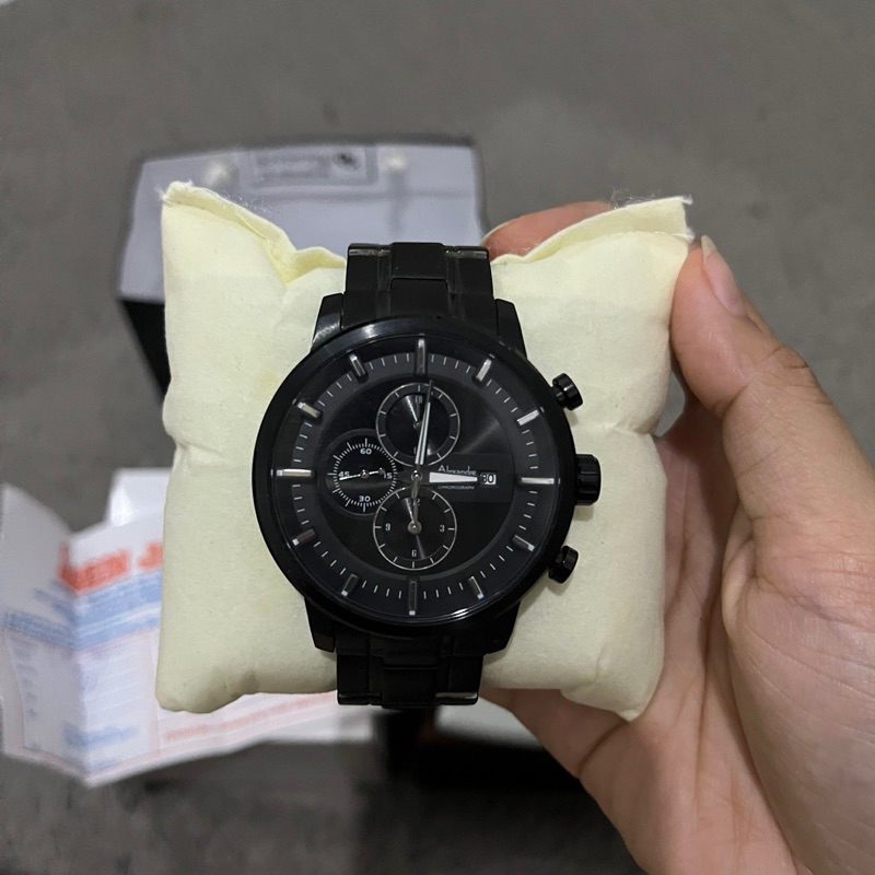 preloved JAM TANGAN PRIA ALEXANDRE CHRISTIE AC 6323 / AC6323 FULL BLACK ORIGINAL