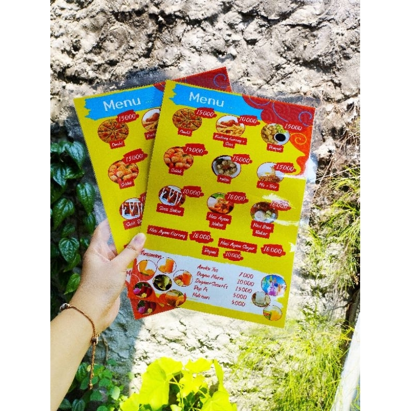 

daftar menu makanan jasa + cetak + Laminating A4