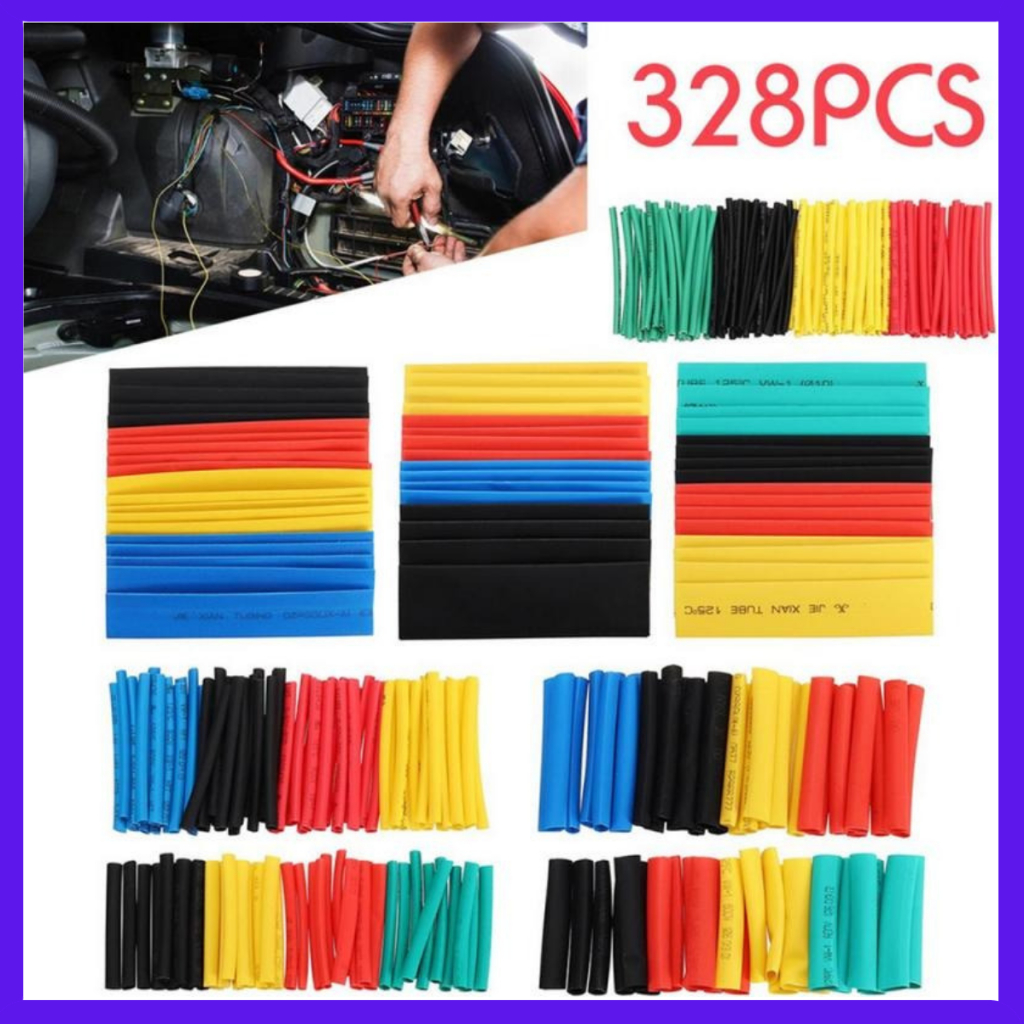 Pelapis Kabel Insulasi Heat Shrink 328 PCS / Selongsong Pelapis Kabel Insulasi Heat Shrink Tube 328 PCS / Pelindung Kabel Spiral Elastis / Bungkus Kabel Elastis Tahan Panas / Bungkus Kabel