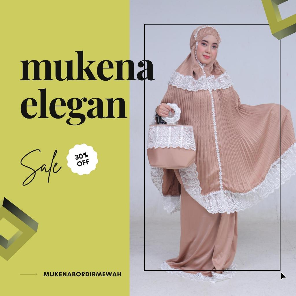 Mukena wanita bahan adem mewah elegan bordir premium