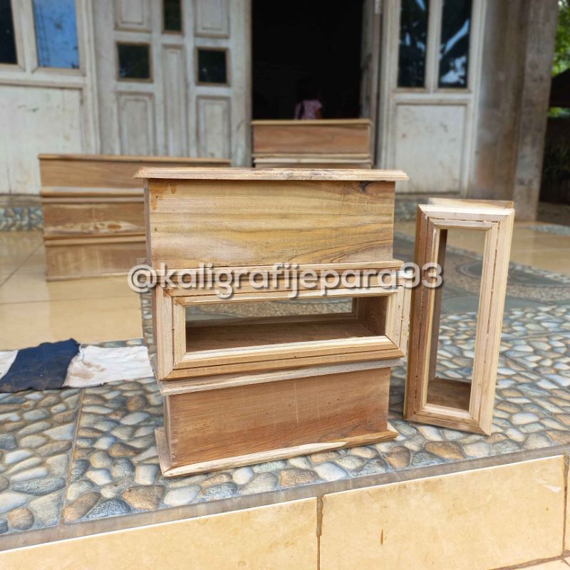 Loster Kayu Jati 25 x 10 cm, Roster Kayu Minimalis Lis Double