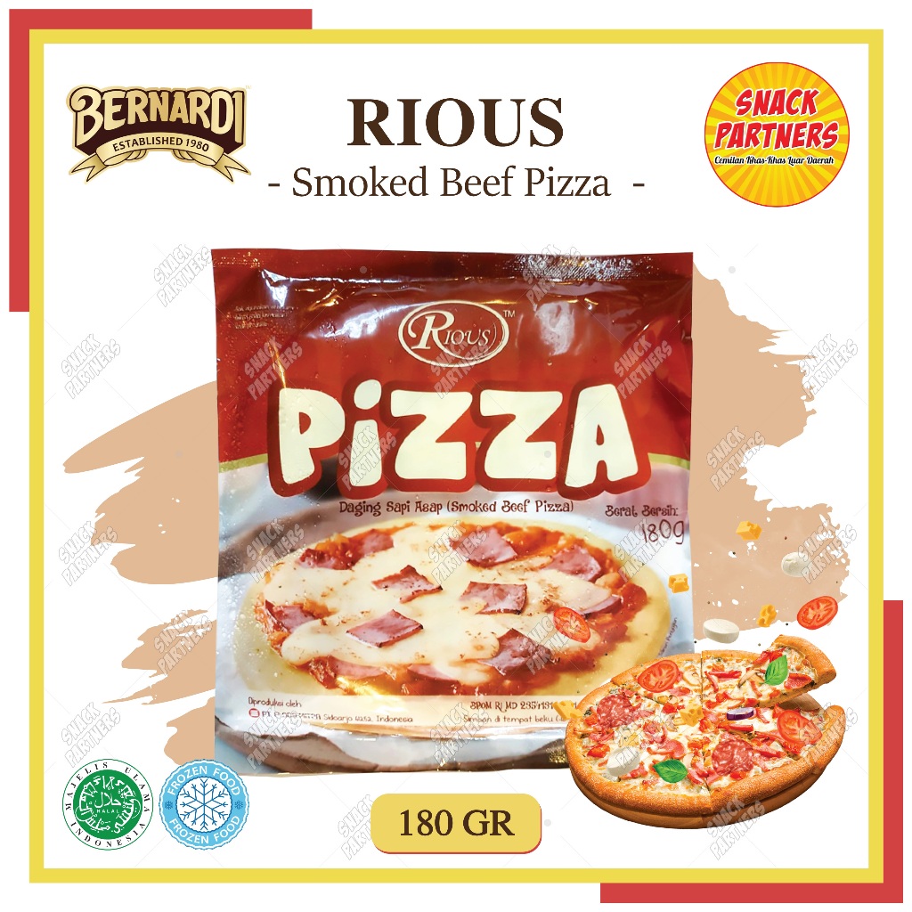 

RIOUS | SMOKED BEEF PIZZA 180 GR by BERNARDI - Pizza Daging Sapi Asap FROZEN FOOD Beku