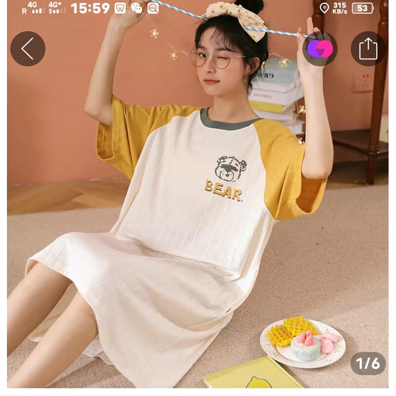 (BEAR BERUANG) BAJU TIDUR DASTER DRESS LUCU IMPORT KOREA MURAH