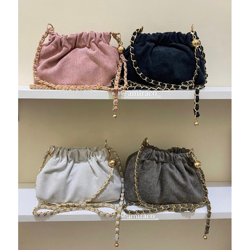 AMIRA.CO Tas Serut Serena Selempang Wanita Bahan Kain Fabric