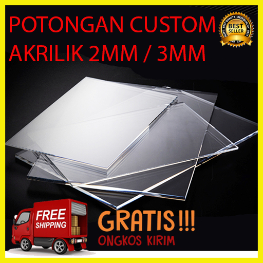 Custom Lembaran Akrilik ukuran 2MM / 3MM, Akrilik custom Sheet/Akrilik Bening/Mika/Kaca Plastik Mika