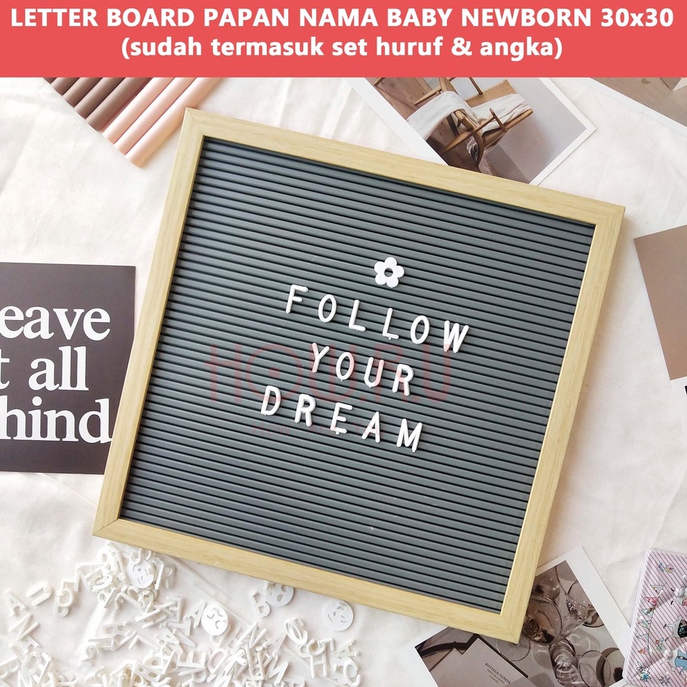 

JNK HOW.R.U GROSIR | Letter Board 30x30 cm Papan Nama Baby Newborn Viral sudah termasuk Huruf Big Sale