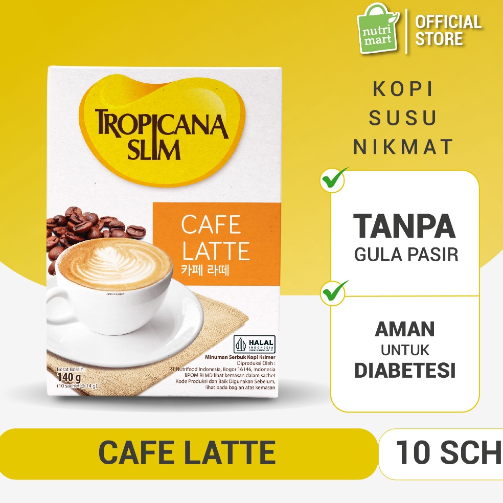 

D!skon Pr0mo Tropicana Slim Cafe Latte 10 Sachet 14gr - Kopi Susu Nikmat Tanpa Gula Pasir Elewen