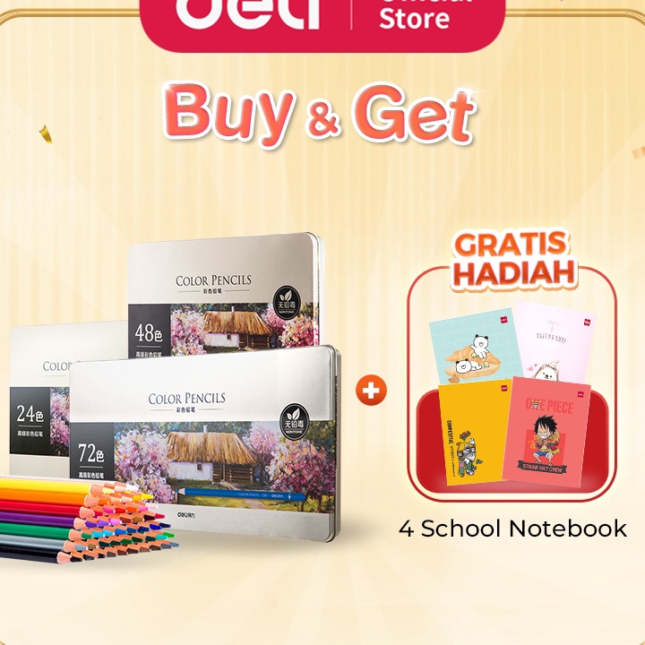 

Langsung Dapat Manfaat Ekstra! Deli High-grade Oil Pencil Color Pensil Warna Minyak 48/72 Warna 6567 6568 ㅔ