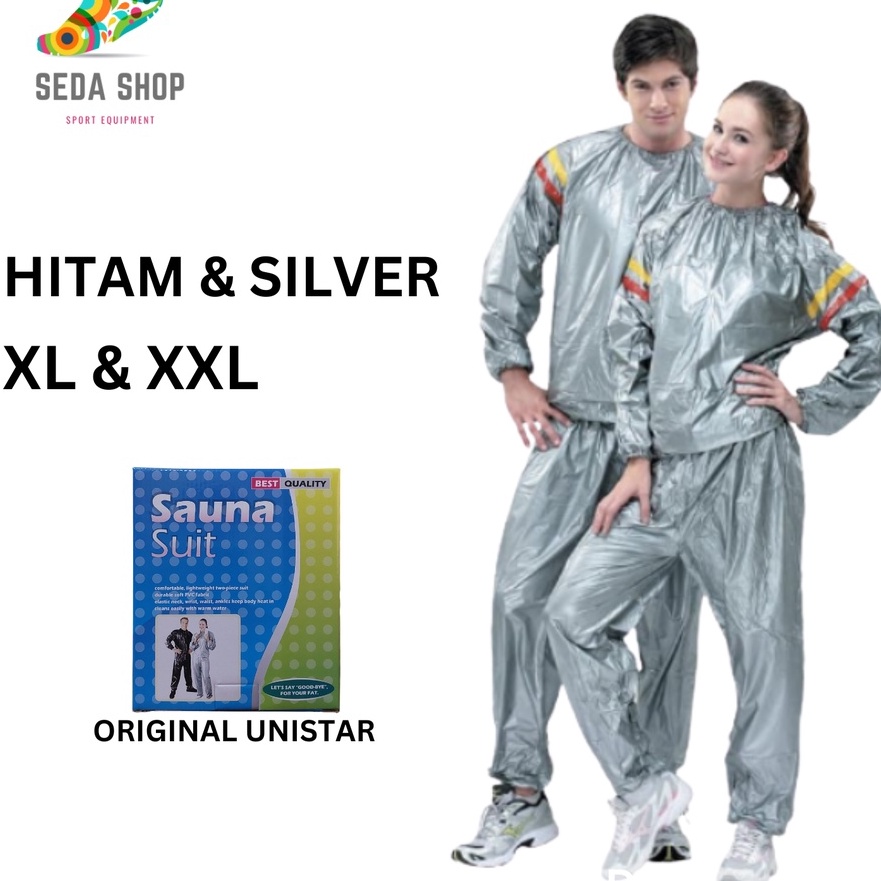 Terlaku,, Sauna Suit Pembakar Lemak Jaket Parasut Olahraga Jumbo Pria Wanita XL XXL Unistar.
