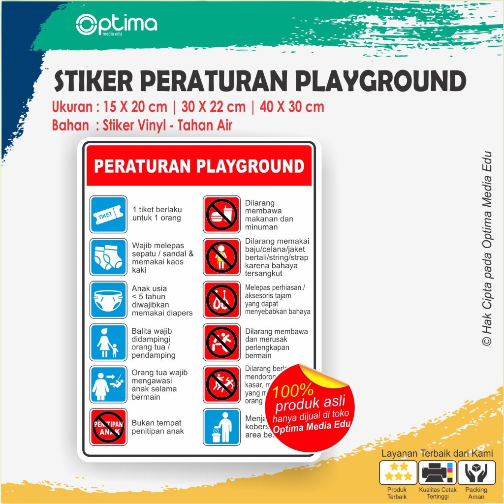 

Stiker Peraturan Wahana Bermain / Play Ground / Arena Bermain ANak