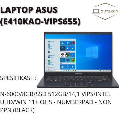 LAPTOP ASUS (E410KAO-VIPS655) (WARNA TRANSPARAN HITAM)