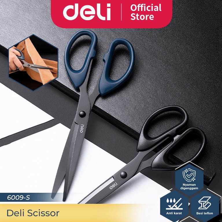 

➠ Deli Scissor / Gunting Lapis Teflon Anti Karat Nyaman Digenggam 6009-S nkazc