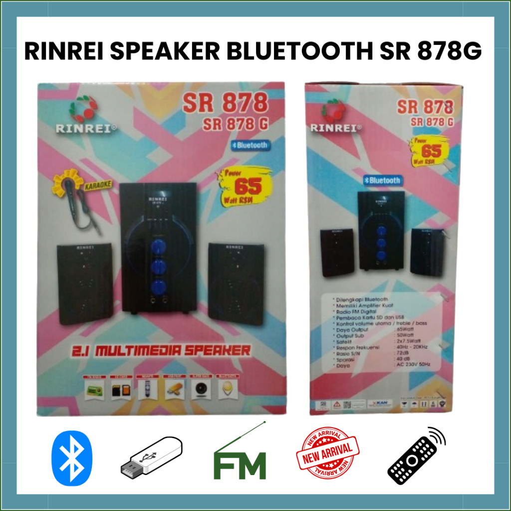 SPEAKER BLUETOOTH RINREI SR 878G - SPEAKER BLUETOOTH MULTIMEDIA RINREI - GARANSI 1 TAHUN
