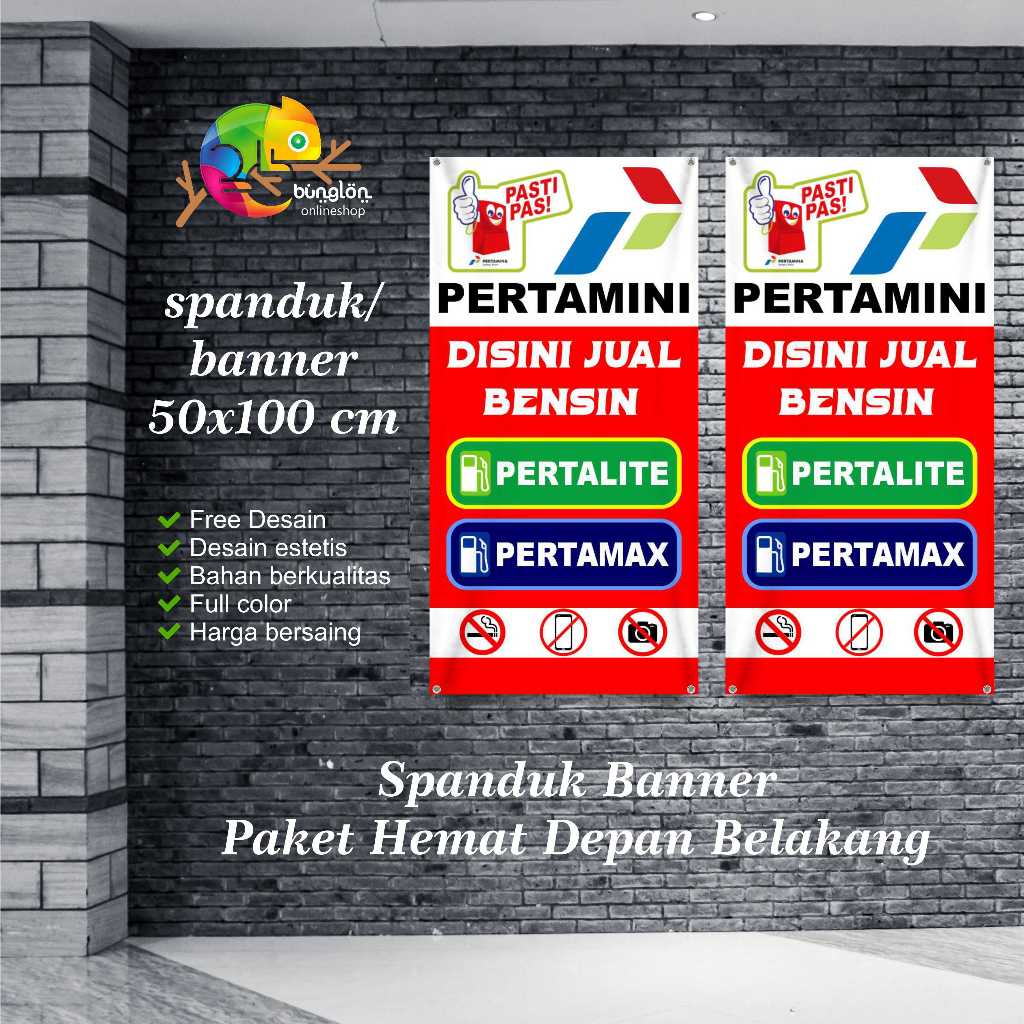 Spanduk Banner 50x100 Paket Depan Belakang Pertamini Custom Desain
