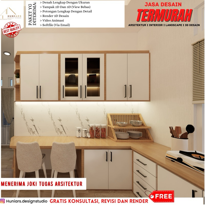 [MURAH] Jasa Desain Arsitektur Interior Kitchen Set Aesthetic Dapur