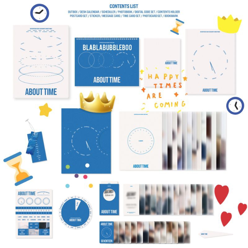 [ OPEN SHARING & D.P. PO FULLSET ] ABOUT TIME SEASON GREETING SEVENTEEN 2024 SVT SG24 OUTBOX DESK CA