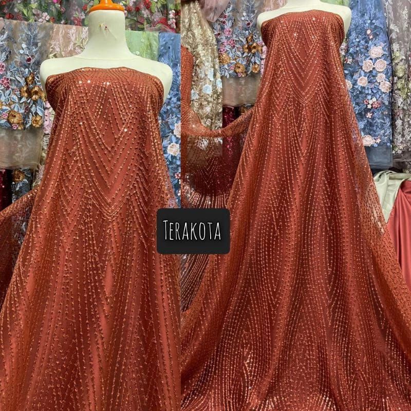 MURAHH Tulle Payet Motiff salur/bahan kebaya/full Payet sequin