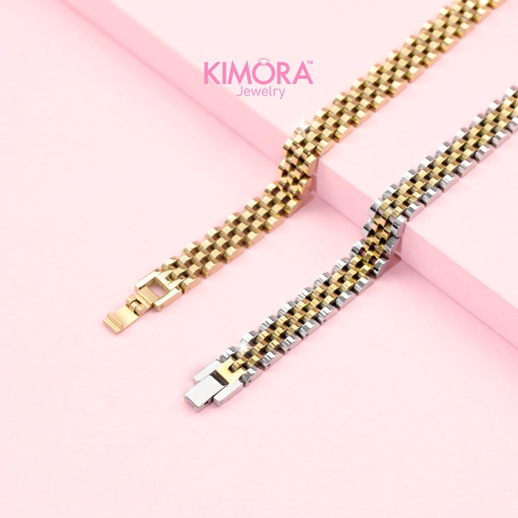 Kimora - Gelang Tangan Titanium Unisex Gold Plated 18k Gtt274