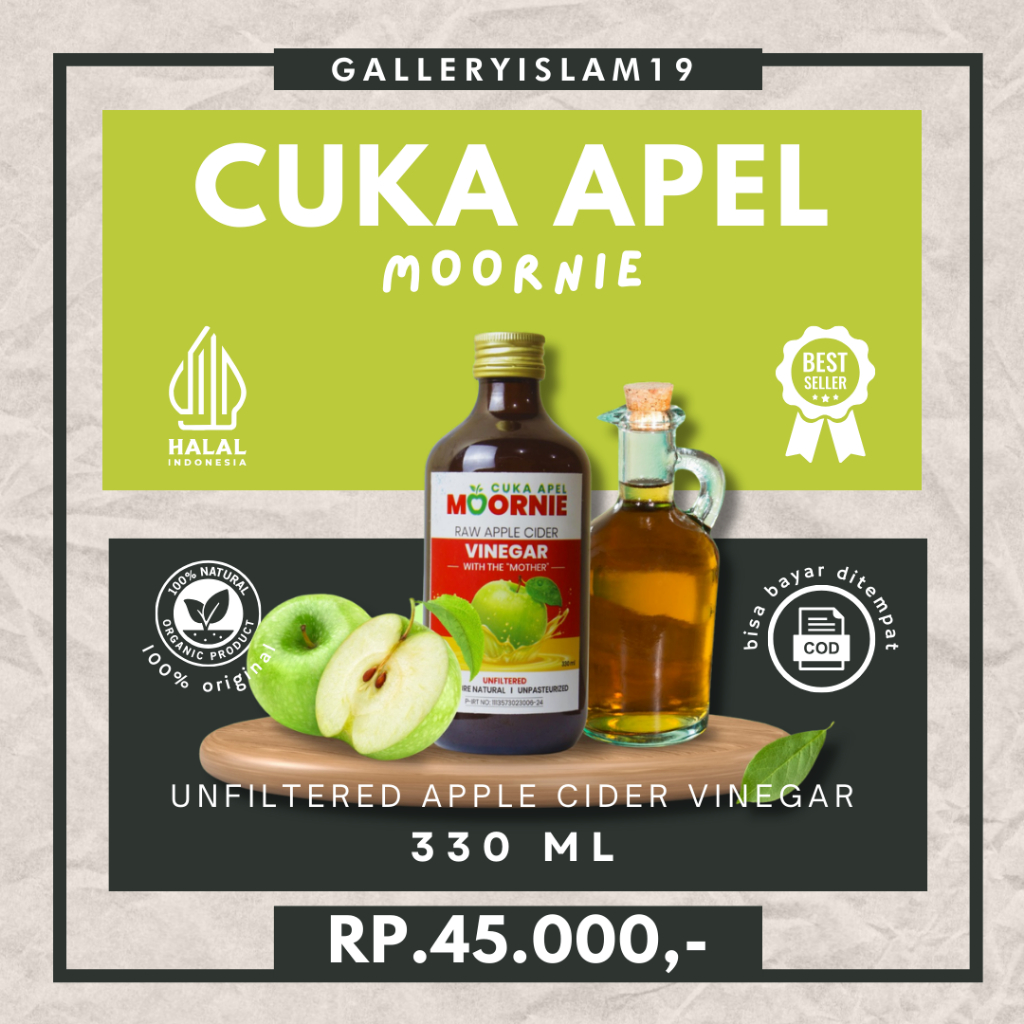 

Cuka Apel Moornie 330 ml ACV Organik Unfiltered Apple Cider Vinegar Rematik Darah Tinggi