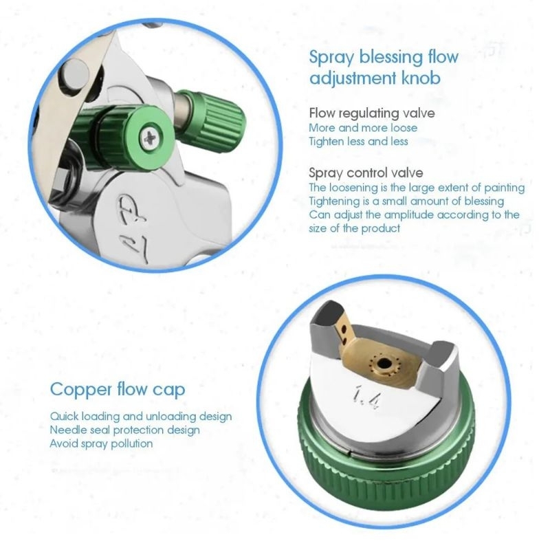 HVLP Professional Spray Gun Nozzle Airbrush 1.4/1.7/2.0mm - H-2008