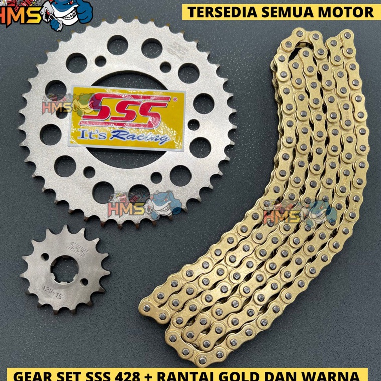 SALE TERBATAS Gir Set SSS Sonic 150 R,Sonic,Rx King ,Rxk Rantai Gold 428 415 - Gear Set Sss Sonic 15