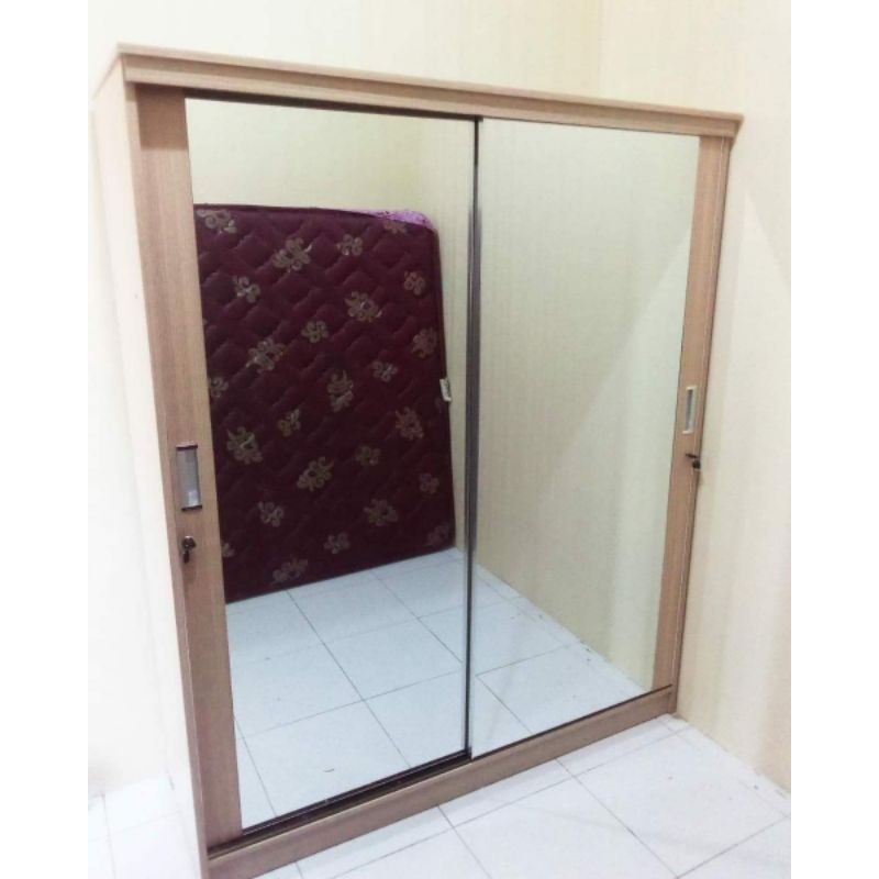 lemari sliding 2 pintu cermin | lemari sliding pintu 2 | lemari baju sleding| lemari pintu geser