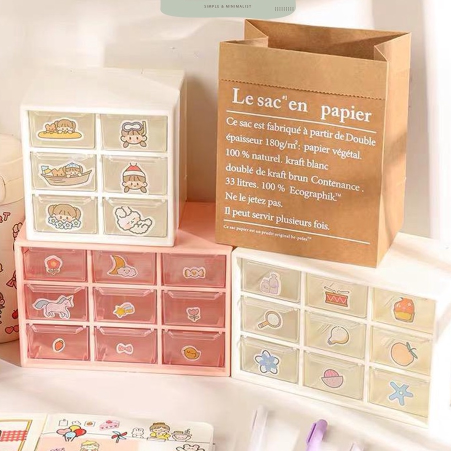 MODEL ITP477 [MILOLI] 9 Drawers 6 Drawers Storage Box Mini Drawer Desktop INS Aesthetic Desk - F0035