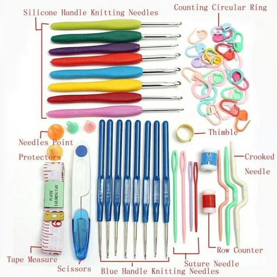 STOK TERBARU AnekaBenang - Alat Rajut / Hakpen / Perlengkapan Rajut / Rajut Set - BOX
