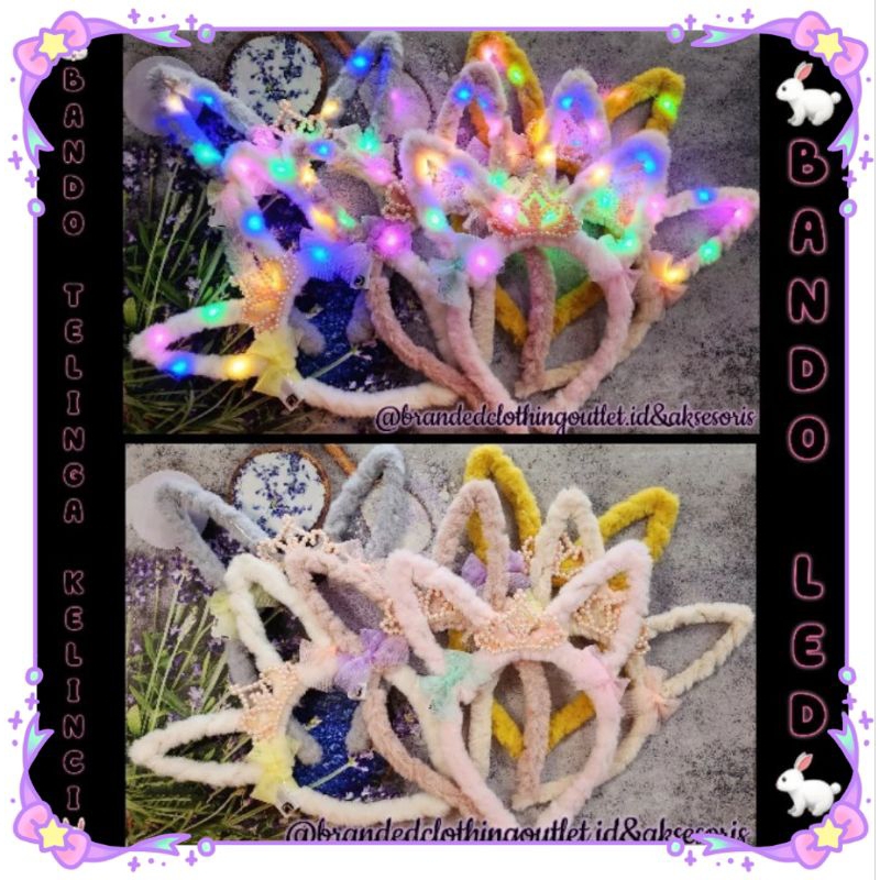 BANDO LED TELINGA KELINCI / BANDO LED IMPORT / BANDO ELASTIS / RABBIT HEADBAND / BANDO BULU HALUS / 
