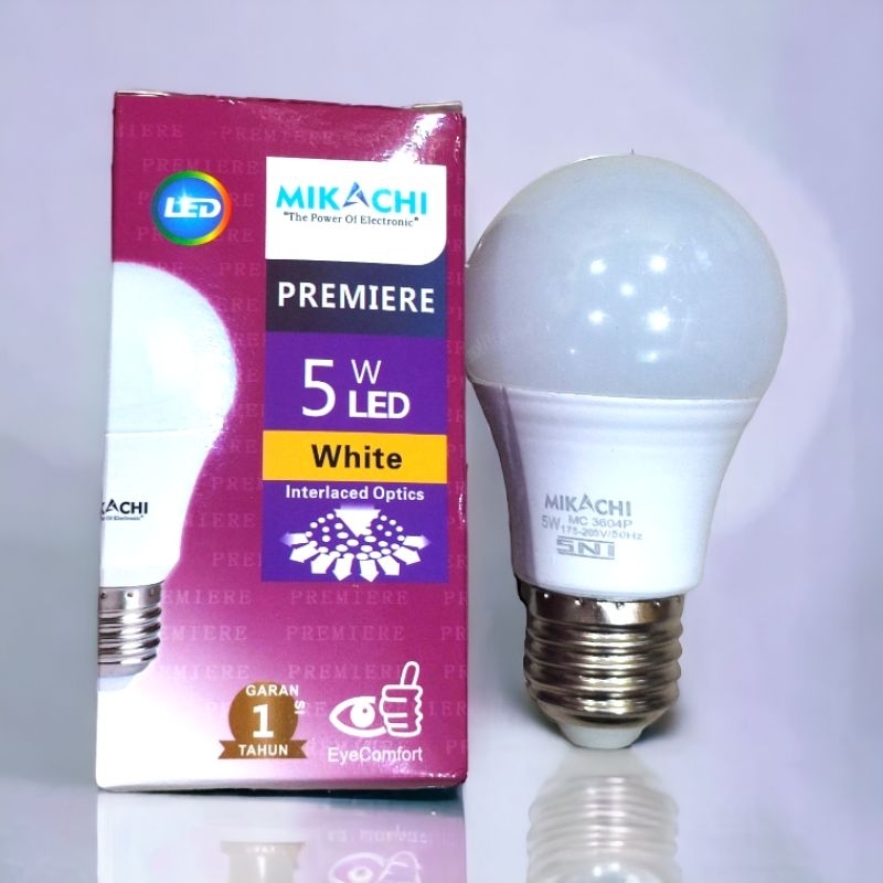 Lampu LED Mikachi 5 Watt / Lampu Bohlam LED Mikachi Garansi 1 tahun - Putih