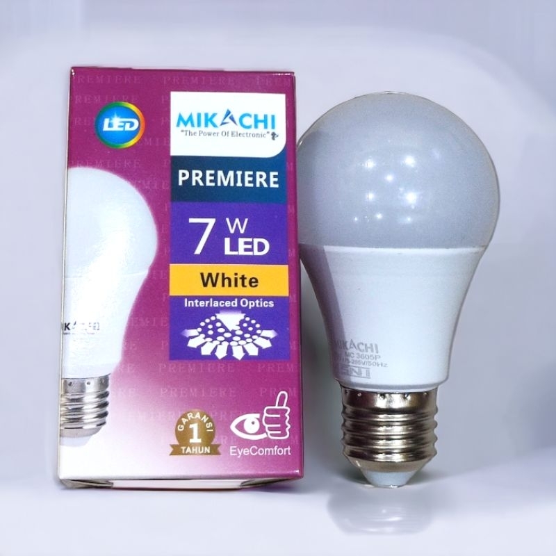 Lampu LED Mikachi 7 Watt / Lampu Bohlam LED Mikachi Garansi 1 tahun - Putih