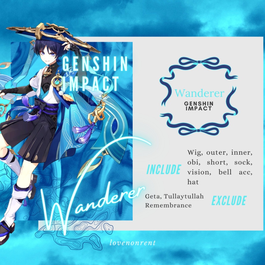 TIPE LOK261 Genshin Impact Wanderer Costume Cosplay Rental Fullset Include Hat (Kostum Cosplay Gensh