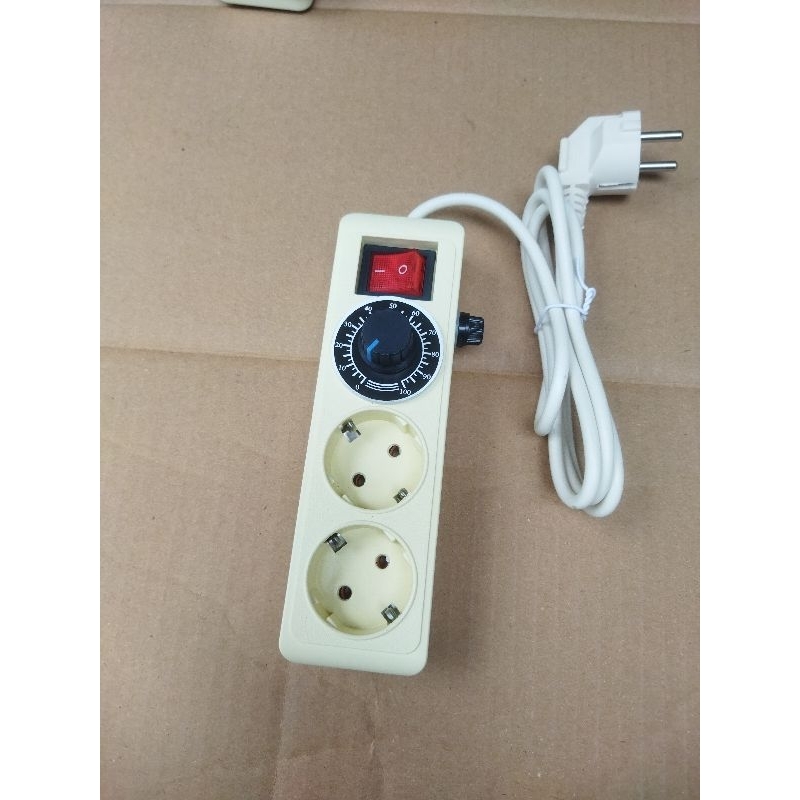 Dimmer 2000W Stop Kontak 2 Lubang + Fuse/Sekring