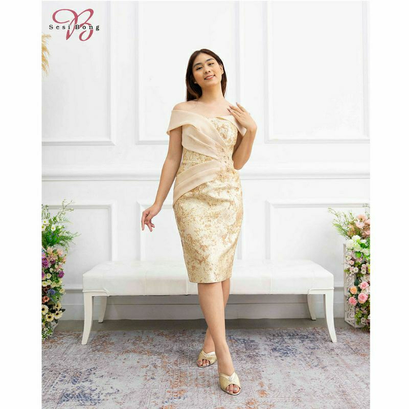 Gaun Pesta 8229 Champagne Gold