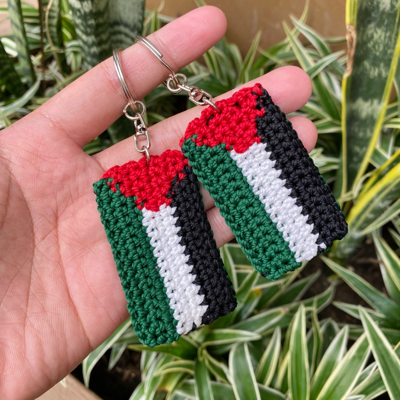 Souvenir Gantungan Kunci  Bendera Palestina Amigurumi Flag Falestina  Keychain Mini Gift Handmade Fr