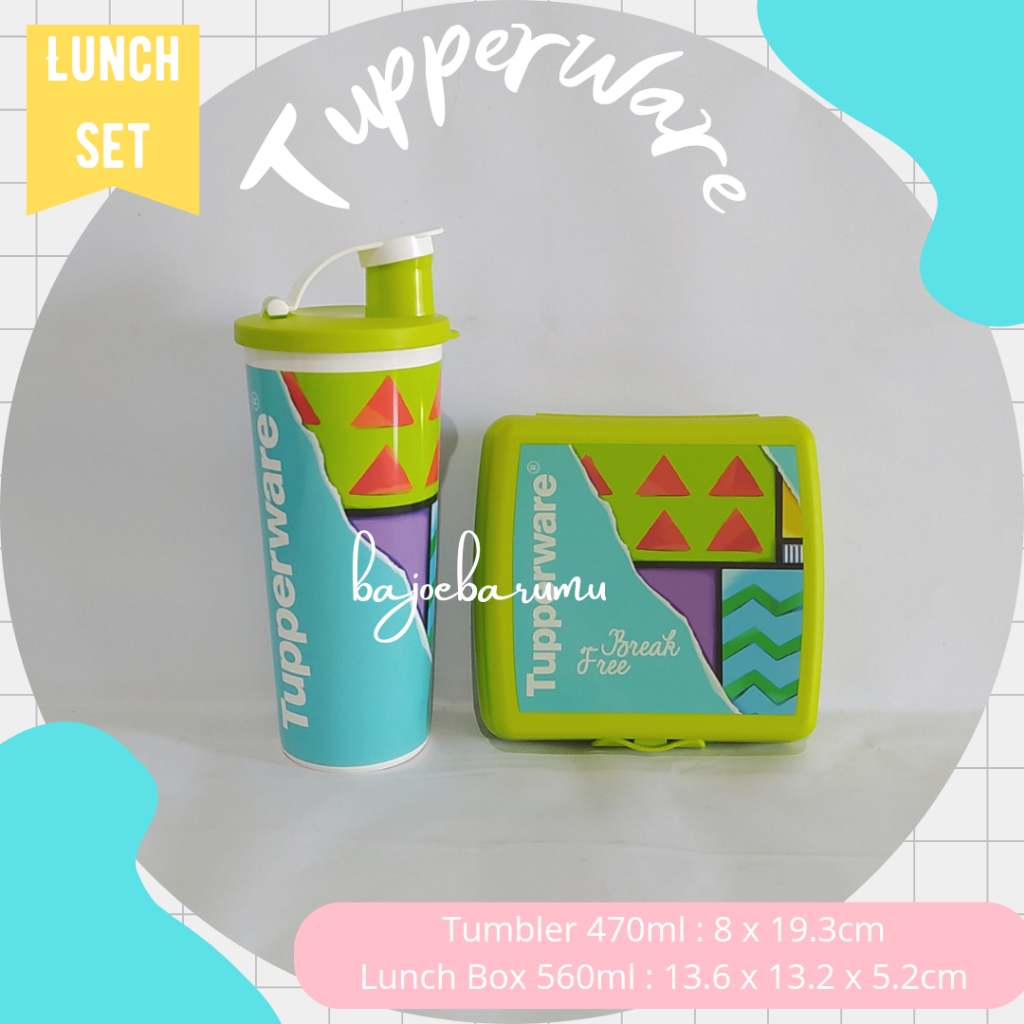 TUPPERWARE Teen Lunch Box Set Boy Tempat Bekal Kotak Makan Tumbler Botol Minum Anak Cowok Laki Laki