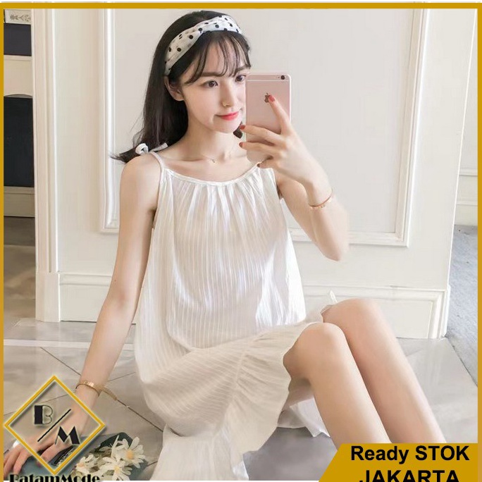 Terbaru.. MODE Daster Korea Daster Tali Satu Baju Tidur Wanita Motif Polos murah