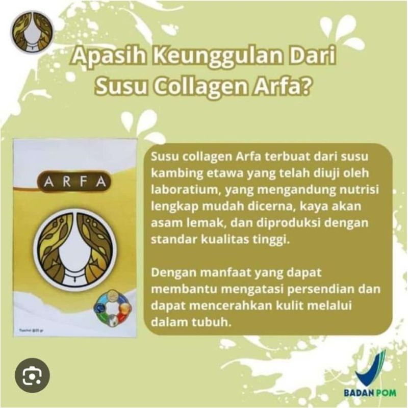 

SUSU KAMBING ETAWA PLUS COLLAGEN L-GLUTHATIONE DAN DNA SALMON ARFA