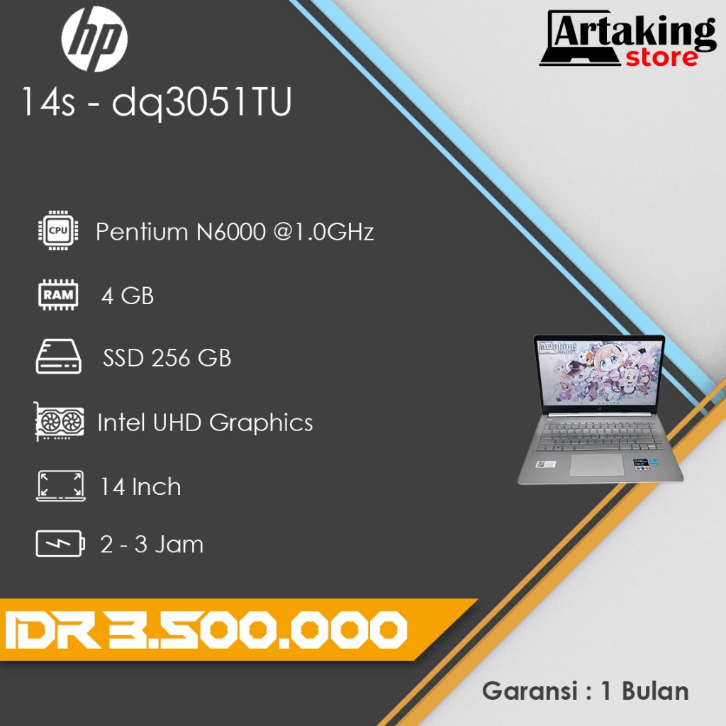 Laptop HP 14s-dq3051Tu - Ram 4 gb - SSD 256 gb