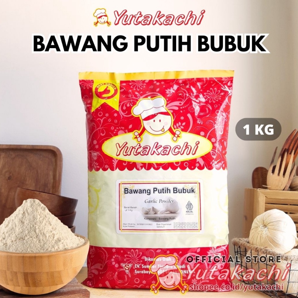

[℠E53$] MURNI Bawang Putih Bubuk 1Kg Yutakachi / Garlic Powder / Bumbu Rempah Alami / Yutakachi-Kemasan-1Kg New Product