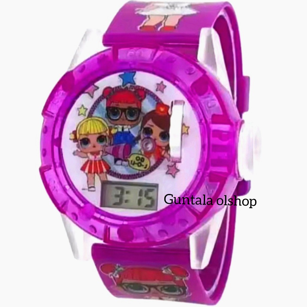 Jam Tangan Anak Perempuan Lampu Laser Proyektor Lol,Jam Tangan Karakter Lol,Jam Digital Anak Lol