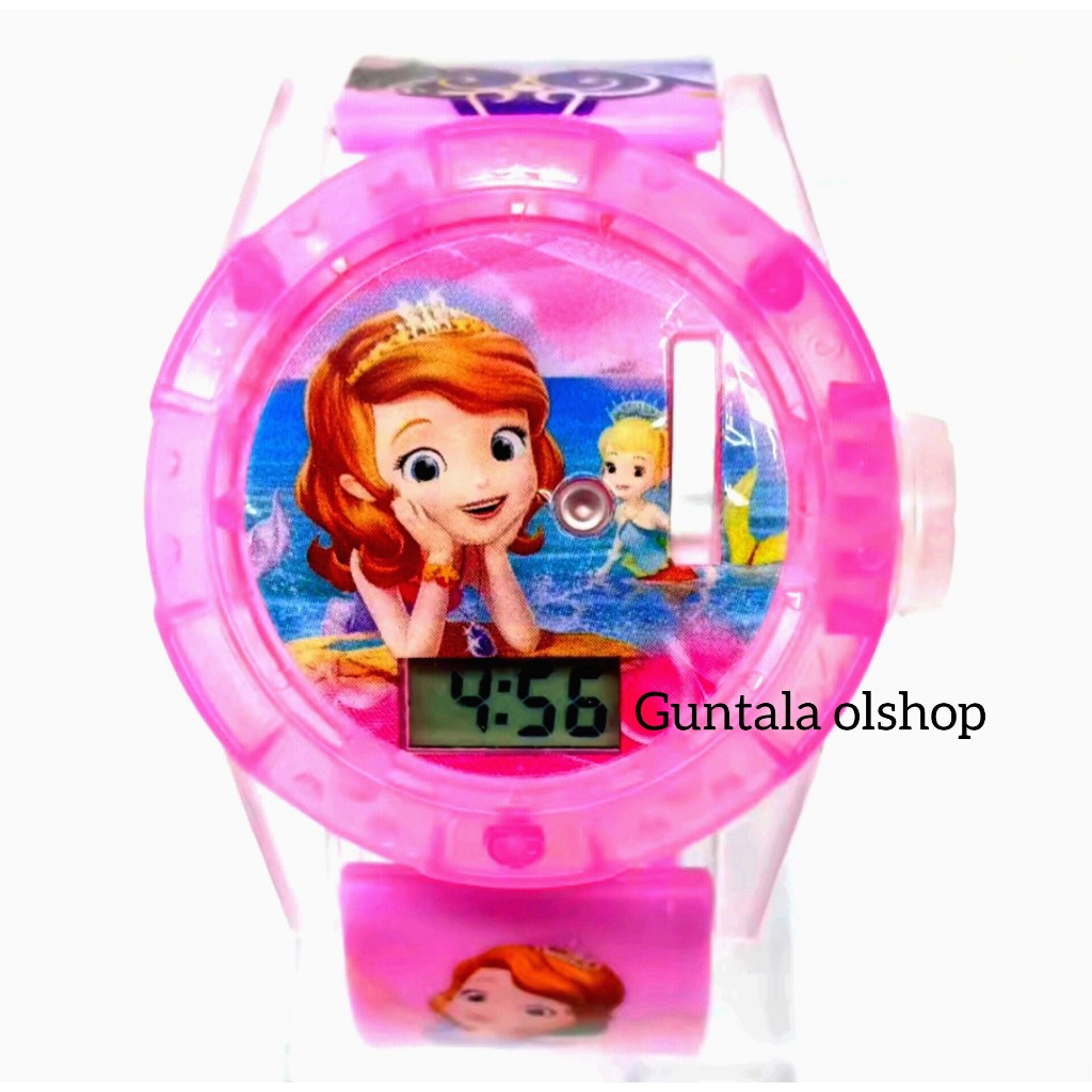 Jam Tangan Anak Perempuan Lampu Laser Proyektor Sofia,Jam Anak Karakter Sofia,Jam Digital Anak Cewek