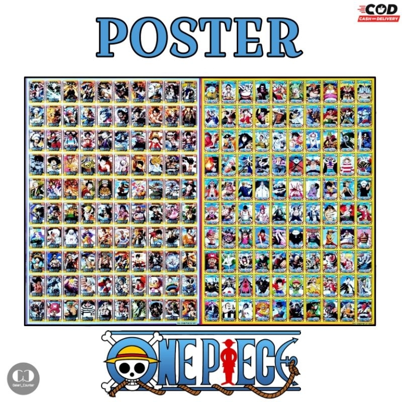Gambar Poster ONE PIECE / Poster Adu Gepok isi 100 / Mainan kartu/Umbul / Poster