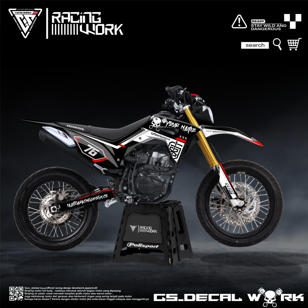 DECAL CRF FULL BODY HITAM PUTIH  DECAL STIKER FULL BODY